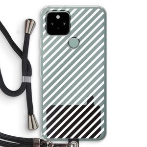 Strepen zwart-wit: Pixel 5 Transparant Hoesje met koord