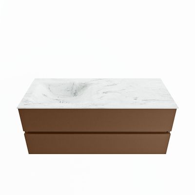 MONDIAZ VICA-DLUX 120cm badmeubel onderkast Rust 2 lades. Inbouw wastafel CLOUD links 1 kraangat, kleur Opalo.
