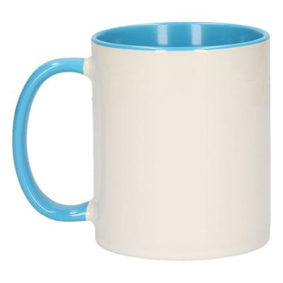 Koffiemok / thee beker - 300 ml - Wit/blauw - Cadeau mokken - keramiek