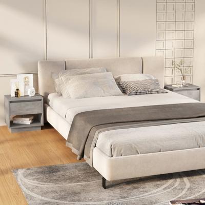 Nachtkastjes 2 st 45x34x44 cm bewerkt hout betongrijs