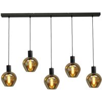 Masterlight Zwarte hanglamp eetkamerBounty 5-lichts rond glas - 2471-05-05-130-5-3
