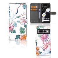 Google Pixel 7 Pro | Telefoonhoesje | Met pasjeshouder | Bird Flowers