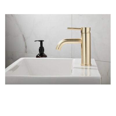 Wastafelkraan SaniClear Plus | Opbouw | Mengkraan | Standaard model | 1-hendel | Rond | Geborsteld messing - mat goud
