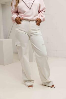 Unique The Label June Wide Leg Jeans Dames Wit - Maat 34 - Kleur: Wit | Soccerfanshop