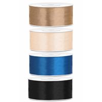 4x rollen satijnlint goud-zwart-wit-blauw 2.5 cm x 25 meter