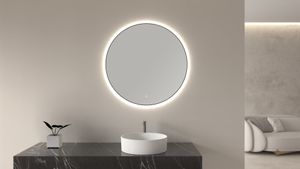 Mueller Novi ronde spiegel met LED verlichting 80cm zwart mat