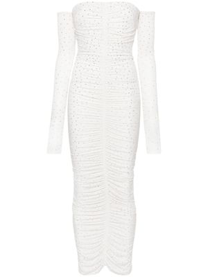 Alex Perry robe à ornements en cristal - Blanc
