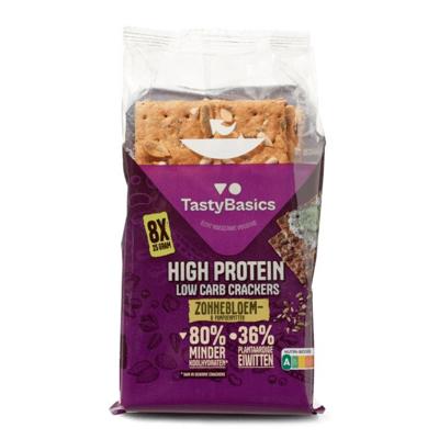 Tastybasics Less carb-high protein crackers zonnebl/pompoenpit