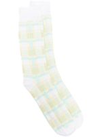 Thom Browne chaussettes à carreaux en jacquard - Blanc