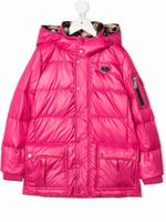 Philipp Plein Junior veste matelassée Satin à patch logo - Rose - thumbnail