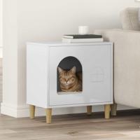 Kattenhuis Glanzend Wit 51 x 30 x 52 cm Bewerkt hout
