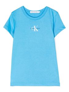 Calvin Klein Kids t-shirt en coton à logo imprimé - Bleu