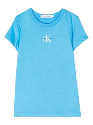 Calvin Klein Kids t-shirt en coton à logo imprimé - Bleu