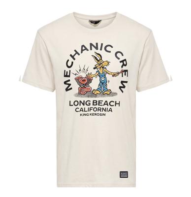 King Kerosin Mechanic Crew T-Shirt Off White-3XL