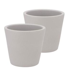 DK Design Bloempot/plantenpot - 2x - Vinci - lichtgrijs mat - voor kamerplant - D13 x H15 cm