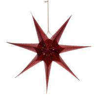 Verlichte kerstster - rood - 60 cm - papier - batterijen - lampion - verlichting