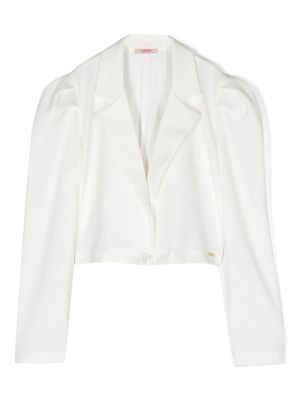 Liu Jo Kids blazer crop à revers crantés - Blanc