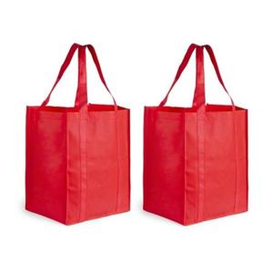 Boodschappen tas/shopper BIGGY - 3x stuks - rood - 38 x 33 x 25 cm - Stevige boodschappentassen/shop