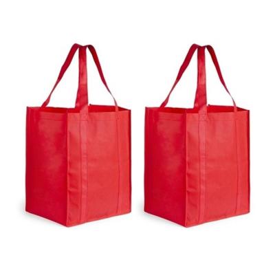 Boodschappen tas/shopper BIGGY - 3x stuks - rood - 38 x 33 x 25 cm - Stevige boodschappentassen/shop Boodschappen tas/shopper BIGGY - 3x stuks - rood - 38 x 33 x 25 cm - Stevige boodschappentassen/shop