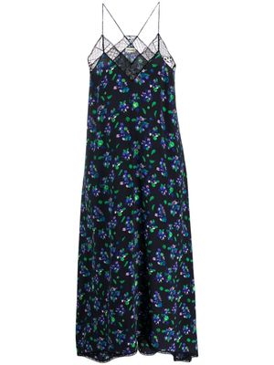 Zadig&Voltaire robe longue Bianca à fleurs - Bleu