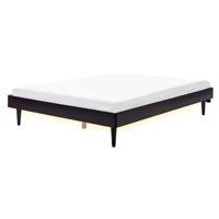 Beliani - TOUCY - Bed met LED - Zwart - 160 x 200 cm - Rubberhout