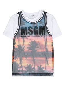 MSGM Kids t-shirt superposé à imprimé graphique - Blanc