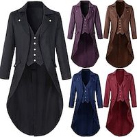 Punk Gothic Middeleeuws Steampunk 17e eeuw Jas Smoking Trenchcoat Vampieren Goochelaar Voor heren Halloween Prestatie Jas Lightinthebox - thumbnail