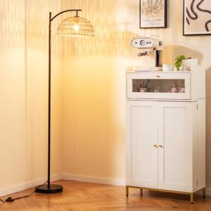 Staande Lamp Woonkamerlamp met Hanglamp Standaard E26-Fitting Voetschakelaar Metalen Paal 25 × 25 × 160 cm