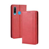 Magnetische Buckle retro Crazy Horse textuur horizontale Flip lederen case voor Galaxy M30 met houder & kaartsleuven & fotolijstjes (rood)