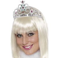 Prinsessen tiara zilver voor dames - thumbnail