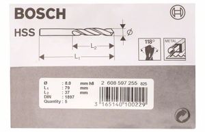 Bosch Accessoires Carrosserieboren HSS-R, DIN 1897 8 x 37 x 79 mm 5st - 2608597255