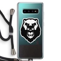 Angry Bear (white): Samsung Galaxy S10 Plus Transparant Hoesje met koord