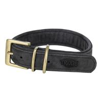 Trixie halsband hond pure leer zwart