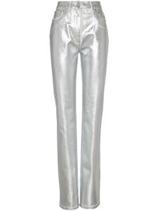 Ferragamo pantalon droit à fini métallisé - Argent