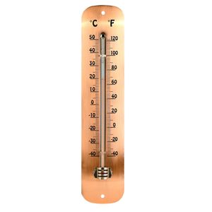 RVS Tuin/buiten thermometer koperkleurig 30 cm   -