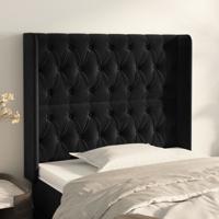 Hoofdbord met randen 93x16x118/128 cm fluweel zwart