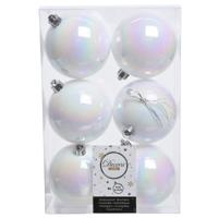 Decoris Kerstballen - 30x st - wit parelmoer - D8 cm - kunststof - kerstversiering