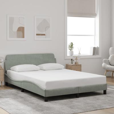 Bedframe zonder matras 140x190 cm fluweel lichtgrijs
