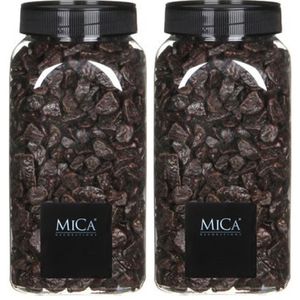 2x Decoratie/hobby steentjes donker bruin 650 ml