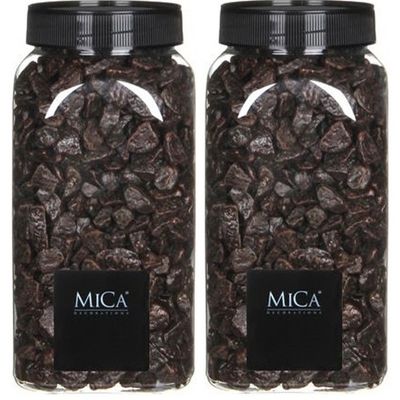 2x Decoratie/hobby steentjes donker bruin 650 ml