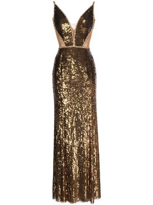 Jenny Packham robe longue sans manches à sequins - Or