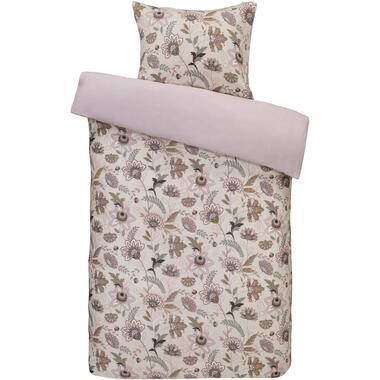Dekbedovertrek Lina - beige/roze - 140x200/220 cm - Leen Bakker