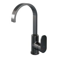 Brauer Gunmetal Edition Wastafelmengkraan opbouw - hoog - draaibaar - platte uitloop - model C - PVD - geborsteld gunmetal 5-GM-003-S1