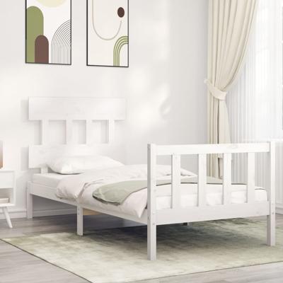 Bedframe zonder matras massief grenenhout wit 90x200 cm