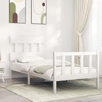 Bedframe zonder matras massief grenenhout wit 90x200 cm