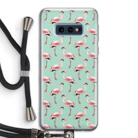 Flamingoprint groen: Samsung Galaxy S10e Transparant Hoesje met koord