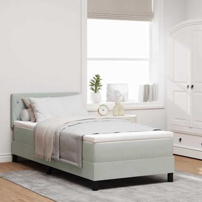 Boxspringbed met matras en LED fluweel lichtgrijs 90x190 cm