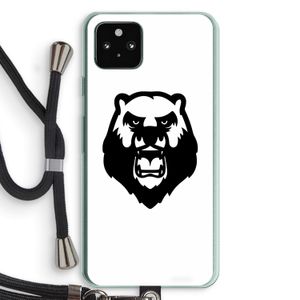 Angry Bear (white): Pixel 5a 5G Transparant Hoesje met koord