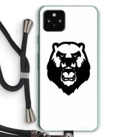 Angry Bear (white): Pixel 5a 5G Transparant Hoesje met koord