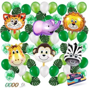 Fissaly® 67 Stuks Jungle Thema Party Verjaardag Versiering Ballonnen - Safari Decoratie Kinderfeestje – Feest